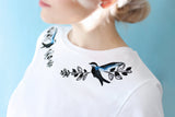 Singing birds embroidered t-shirt - KUMA Design Store
