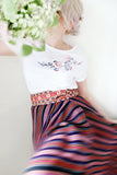 Dancing birds embroidered t-shirt (white) - KUMA Design Store