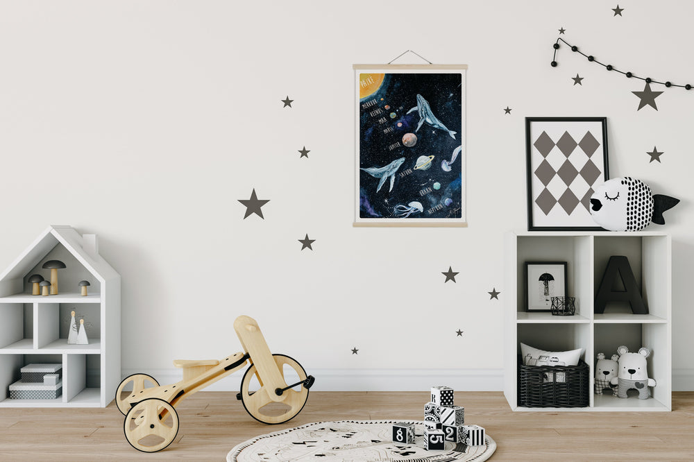 Wall print "Planeedid" by Mari Ojasaar (with print hangers) - KUMA Design Store