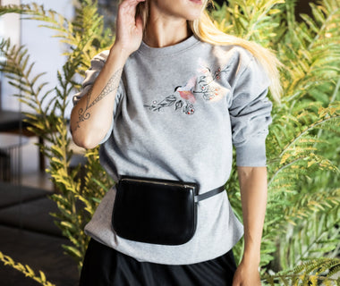 Dancing birds embroidered sweatshirt Grey
