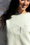 Butterfly embroidered sweatshirt (light green)