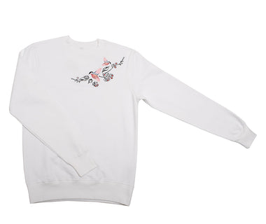 Dancing birds embroidered sweatshirt White