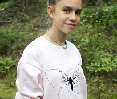 Butterfly embroidered sweatshirt (pink)