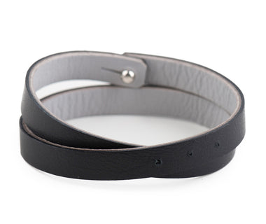 Black-Grey Leather Wristband