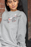 Dancing birds embroidered sweatshirt - KUMA Design Store