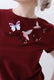 Dancing birds embroidered t-shirt (burgundy) - KUMA Design Store