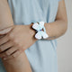 Light Blue-White Leather Wristband - KUMA Design Store