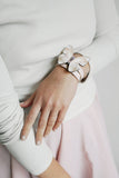 Baby Pink-Beige Leather Wristband - KUMA Design Store
